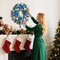Lighted Christmas Wreath for Front Door Battery Operated (Blue Silver) 24"D x 24"W x 5"H